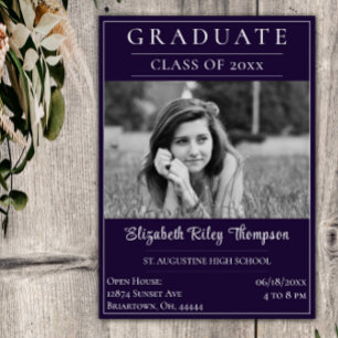 Minimalist Photo Graduation Open House   Purple Invitation
