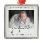 Minimalist Photo Grandparents 1st Christmas Grey