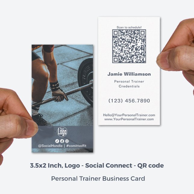 Minimalist Photo Logo Personal Trainer  Business Card (3.5x2 Inch, Minimalist Photo Logo Personal Trainer Business Card)