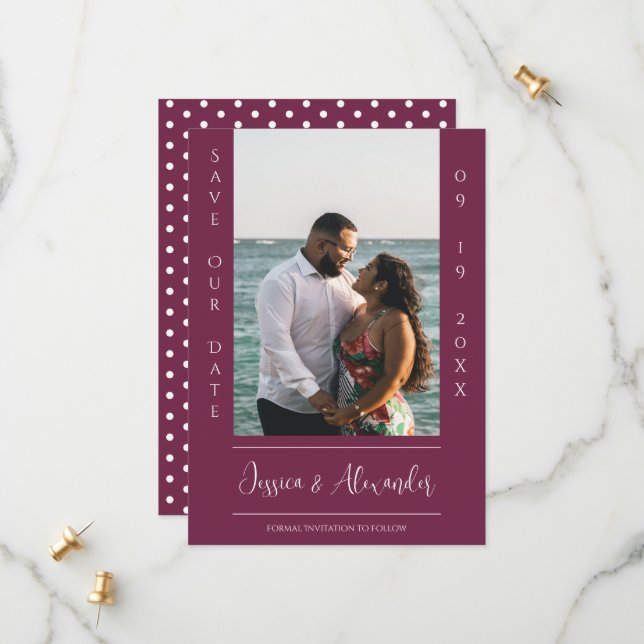 Minimalist Photo | Magenta Save The Date (Front/Back In Situ)