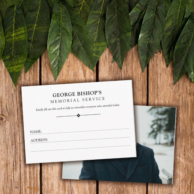 Minimalist Photo Memorial Service Attendance Enclosure Card (Creator Uploaded)