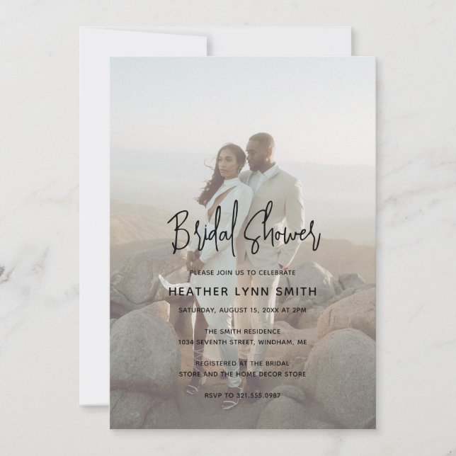 Minimalist Photo Modern Bridal Shower Invitation (Front)