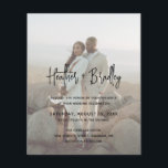 Minimalist Photo Modern Budget Wedding Invite<br><div class="desc">Modern budget wedding invitation featuring a simple design with your names in an elegant script typography and your event details in a minimalist sans serif font over your favourite photo. The design has a sheer overlay to allow the text to show up over your picture and may be removed in...</div>