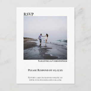 Minimalist Photo Modern Simple Wedding RSVP Postcard