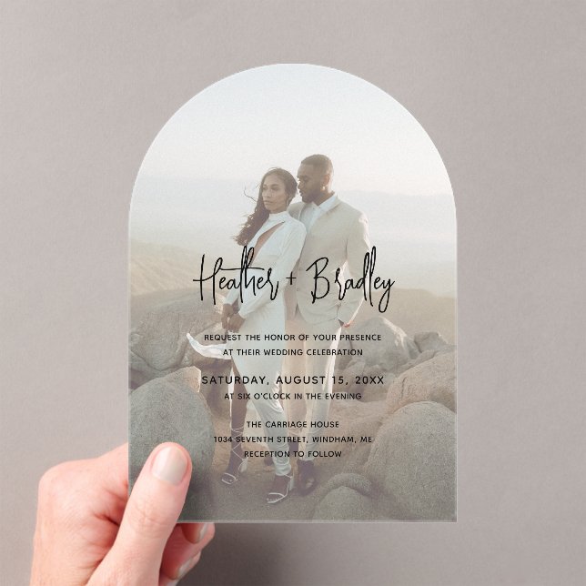 Minimalist Photo Modern Wedding Acrylic Invitations (Insitu (Handheld))