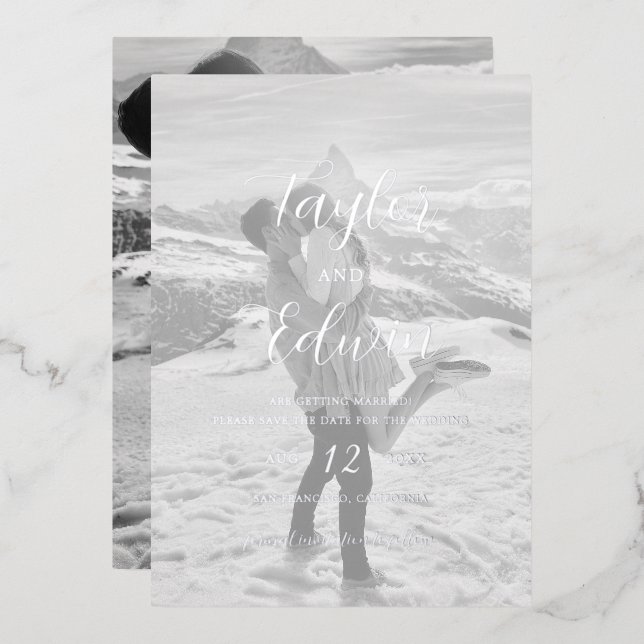 Minimalist Photo Modern Wedding Save the Date (Front/Back)