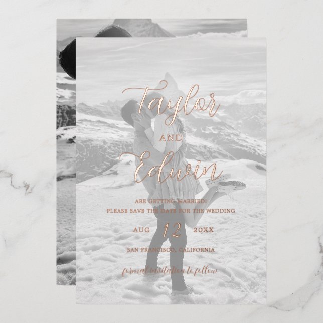 Minimalist Photo Modern Wedding Save the Date (Front/Back)