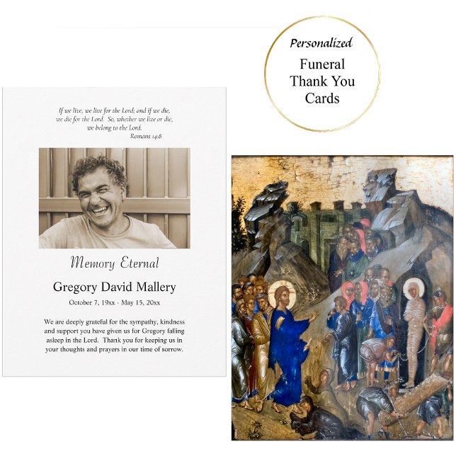 Minimalist Photo Orthodox Christian Funeral Thank You Card (Creator Uploaded)