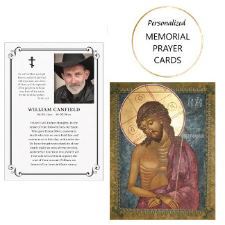 Minimalist Photo Orthodox Funeral Prayer Card     