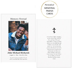 Minimalist Photo Orthodox Funeral Prayer Card