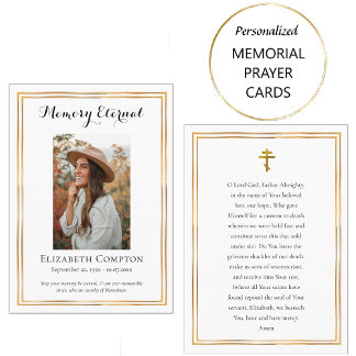 Minimalist Photo Orthodox Memorial Prayer Card