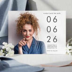Minimalist Photo Overlay Graduation Save The Date