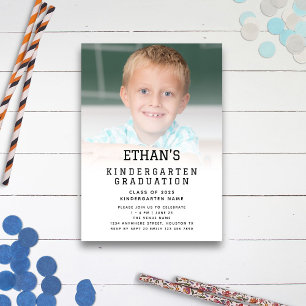 Minimalist Photo Overlay Kindergarten Graduation  Invitation