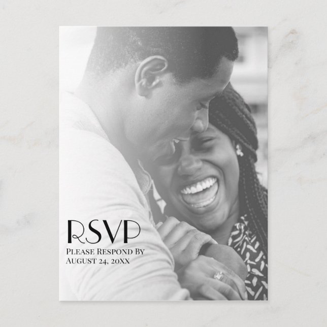 Minimalist Photo Overlay Modern Wedding RSVP Postcard (Front)