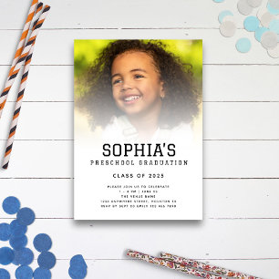 Minimalist Photo Overlay Preschool Graduation  Invitation