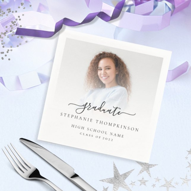 Minimalist Photo Overlay Script 2022 Graduation Napkin (Creator Uploaded)