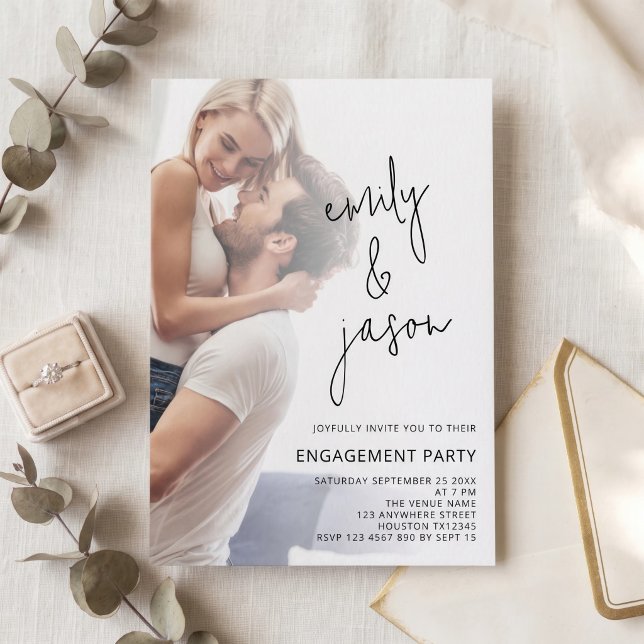 Minimalist Photo Overlay Script Engagement Invitation (Creator Uploaded)