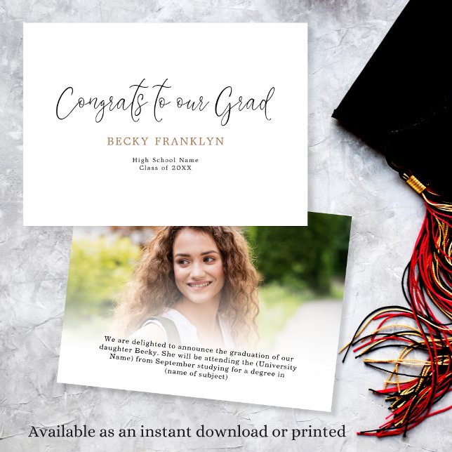 Minimalist Photo Overlay Script Graduation Announcement (Creator Uploaded)