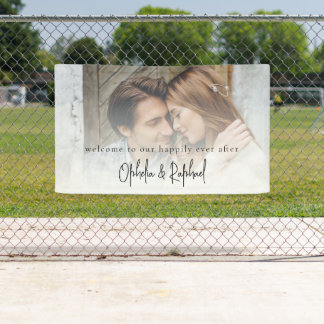 Minimalist Photo Overlay Script Welcome Wedding Banner