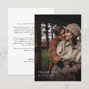 Minimalist Photo Overlay Shadow Border Wedding Thank You Card