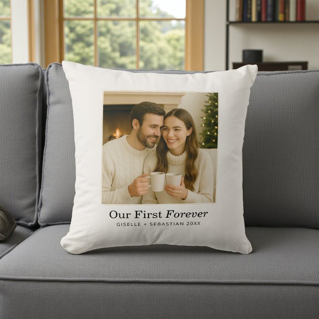 Minimalist Photo Personalized Text Keepsake Cushion (Creator Uploaded)