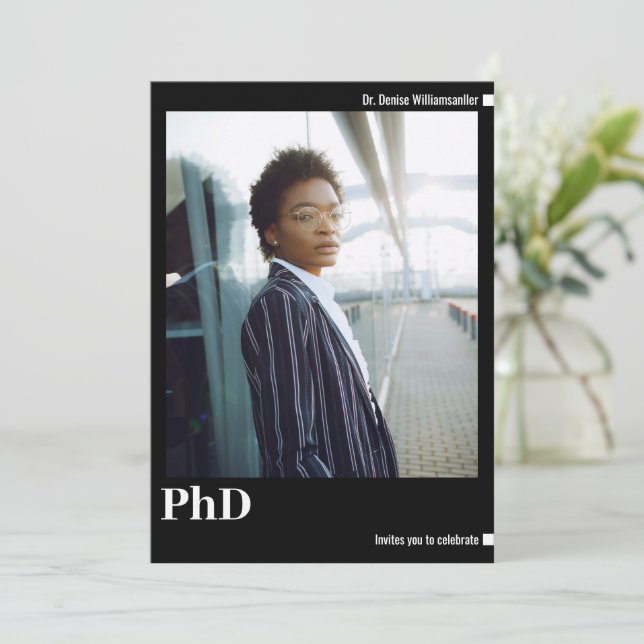 Minimalist Photo PhD Graduation Invitation (Standing Front)