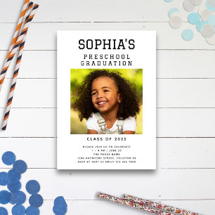 Minimalist Photo Preschool Graduation  Invitation