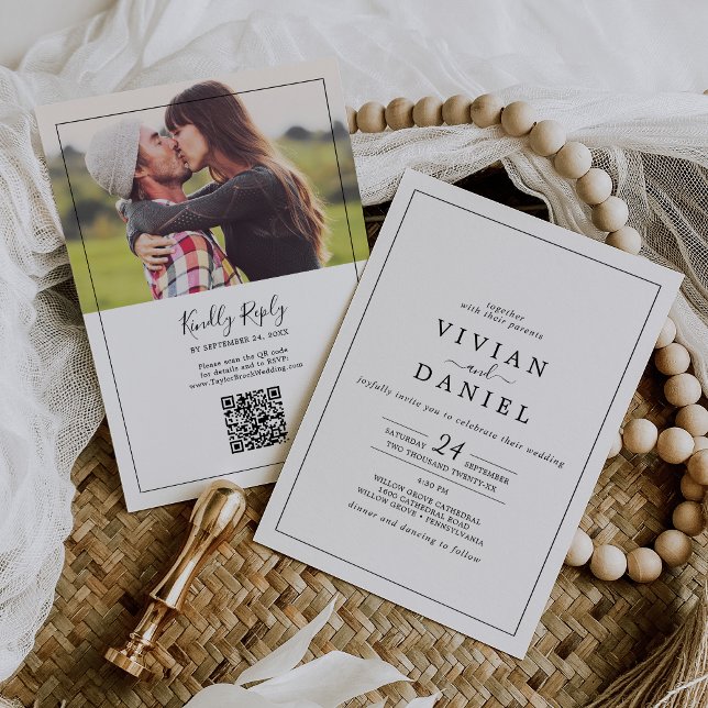 Minimalist Photo QR Code All In One Wedding Invitation (Creator Uploaded)