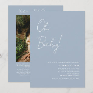 Minimalist Photo QR Code Baby Shower Invitation