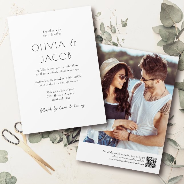 Minimalist Photo QR Code Wedding Invitation (Creator Uploaded)