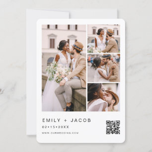 Minimalist Photo QR code White Wedding Invitation