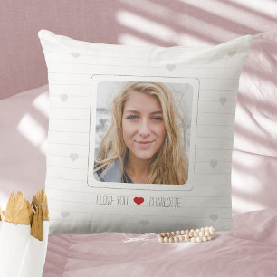 Minimalist Photo Red Heart Love Valentine´s Day Cushion