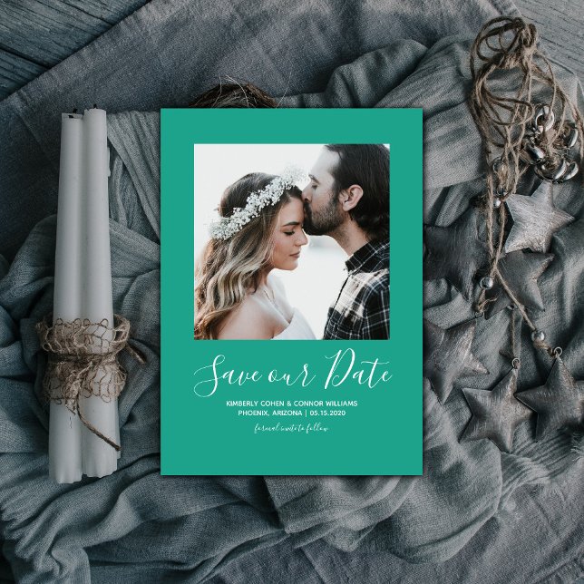 Minimalist Photo Save the Date | Arcadia Green (Arcadia Green Minimalist Photo Save the Date)