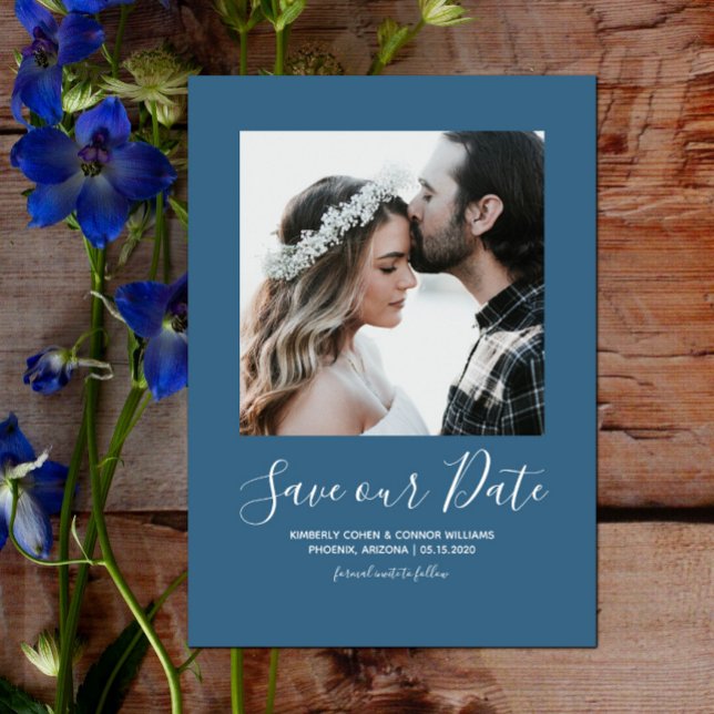 Minimalist Photo Save the Date | Blue (Minimalist Photo Save the Date - Blue)
