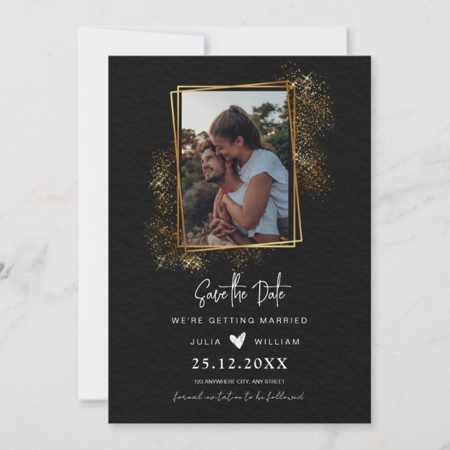 Minimalist Photo Save the Date, Modern wedding  Date (Front)