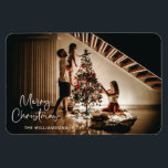 Minimalist Photo Script Handwriting Christmas Magnet<br><div class="desc">Minimalist Photo Script Handwriting Christmas Holiday Card Magnet</div>