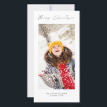 Minimalist Photo Script Merry Christmas Holiday Card<br><div class="desc">Minimalist Photo Script Merry Christmas. Available digitally and printed. Modern and minimalist,  with a styish set script for Merry Christmas. Replace the sample picture with your own and personalise the rest of the words on each side as required.</div>