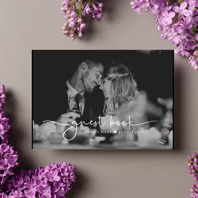 Minimalist Photo Script Monogram Wedding  Guest Book (Creator Uploaded)
