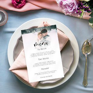 Minimalist Photo Script Wedding Menu Poster
