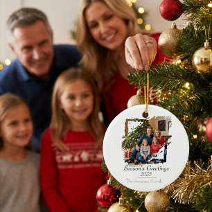 Minimalist Photo Season's Greeting Personalise Ceramic Ornament