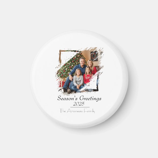 Minimalist Photo Season's Greeting Personalise Magnet (Front)