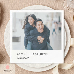 Minimalist Photo Simple Elegant Wedding Modern Napkin
