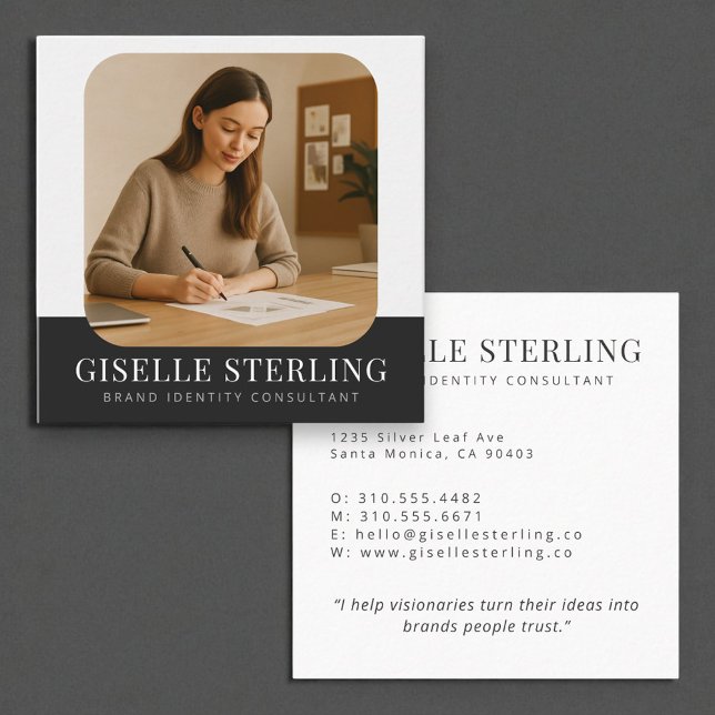 Minimalist Photo Simple Professional Name Modern Square Business Card (Creator Uploaded)