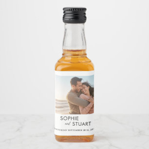 Minimalist Photo Simple Typography Wedding Liquor Bottle Label