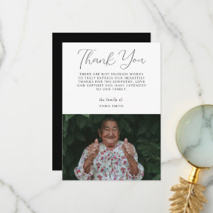 Minimalist Photo Sympathy Calligraphy Funeral Thank You Card