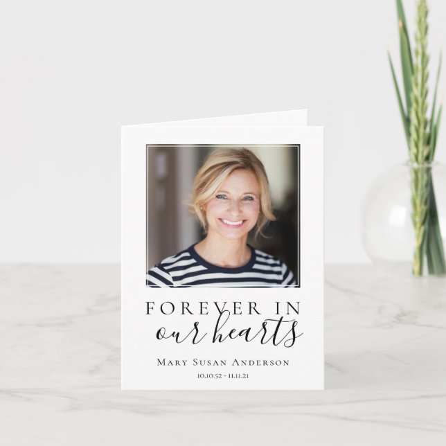 Minimalist Photo Sympathy Funeral Thank You Card (Front)