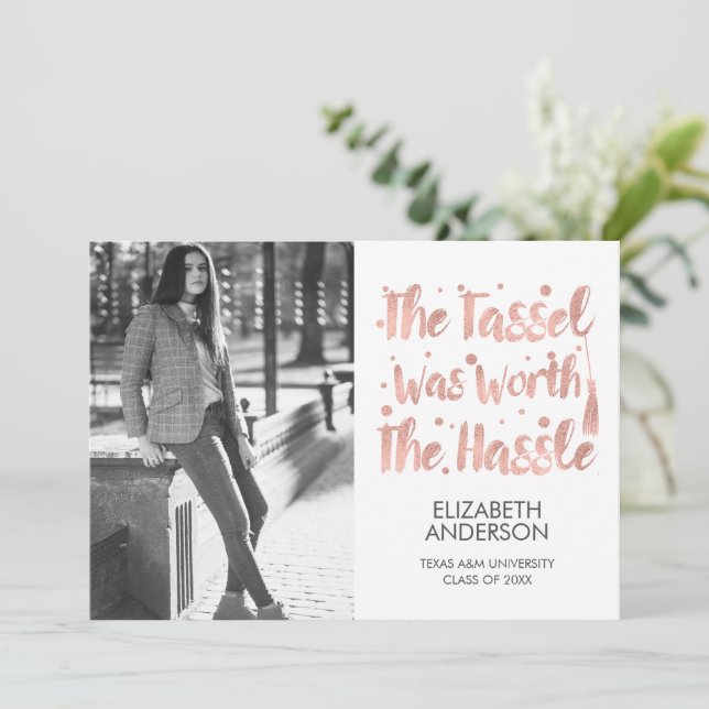 Minimalist Photo & Tassel Graduation Announcement (Standing Front)