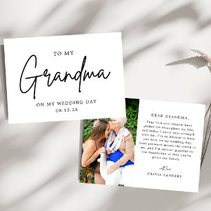 Minimalist Photo To My Grandma On My Wedding Day Thank You Card