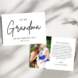 Minimalist Photo To My Grandma On My Wedding Day Thank You Card