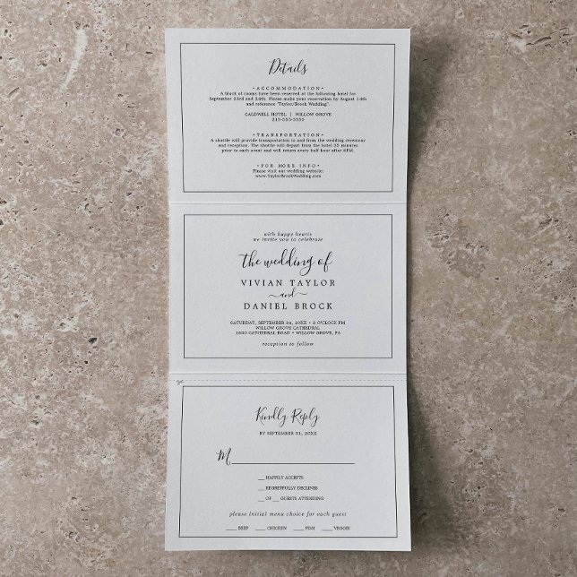 Minimalist Photo Wedding All In One Tri-Fold Invitation (Creator Uploaded)